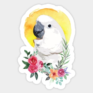 cockatoo and flower watercolor Sticker